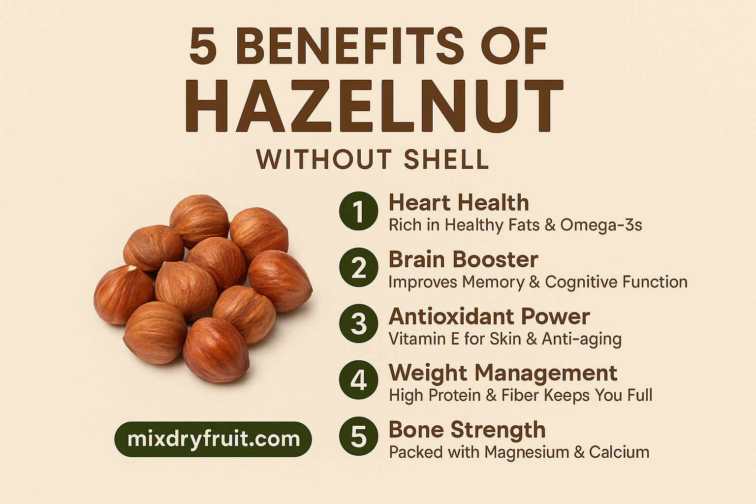 5 Benefits of Hazelnut Without Shell - Instagram Post - Mixdryfruit.com