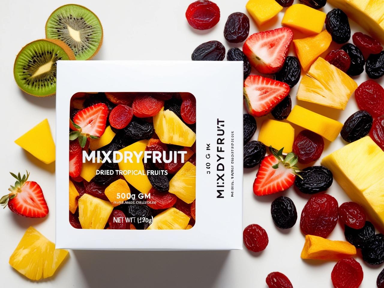 Dried Tropical Fruits Medley Mix 500gm (Kiwi, Mango, Pineapple, Strawberry, Papaya, Black Raisin, Cranberry)